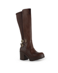 Bota Cafe Dama Doble Hebilla Metalica Suela Dentada Moda 3430050