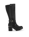 Bota Negro Mujer Tacon Ancho Casual Punta Redonda Dama 3430051