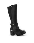 Bota Negro Mujer Tacon Ancho Casual Punta Redonda Dama 3430051