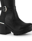 Bota Negro Mujer Tacon Ancho Casual Punta Redonda Dama 3430051