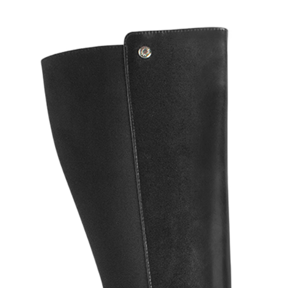 Bota Negro Mujer Tacon Ancho Casual Punta Redonda Dama 3430051