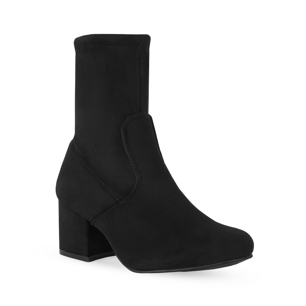 Bota Negro Mujer Casual Tacon Ancho Bajo Strech Botin Dama Elegante 3270306