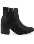 Bota Negro Dama Hebilla Adorno Moda Elastico Puntal Tacon Ancho 3270313