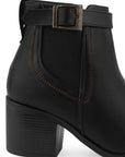 Bota Negro Dama Hebilla Adorno Moda Elastico Puntal Tacon Ancho 3270313
