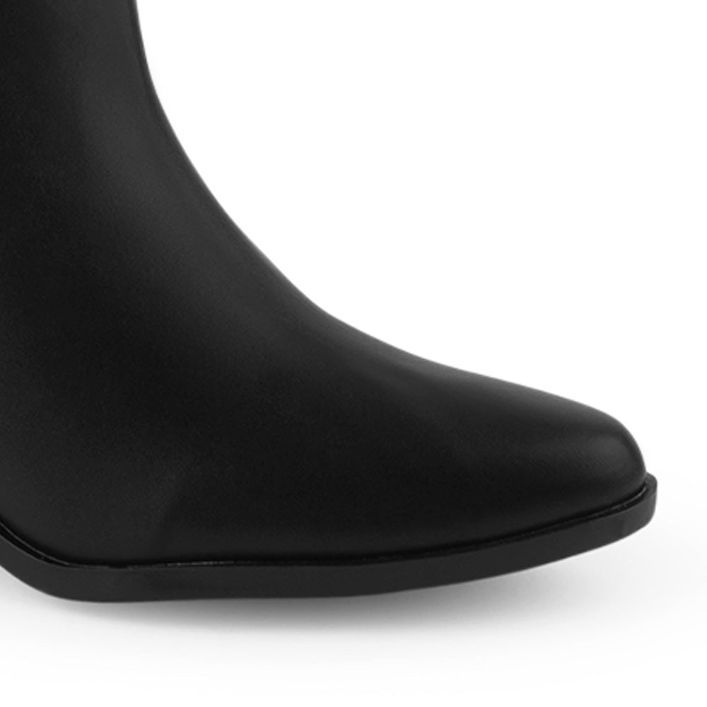 Bota Negro Dama Hebilla Adorno Moda Elastico Puntal Tacon Ancho 3270313