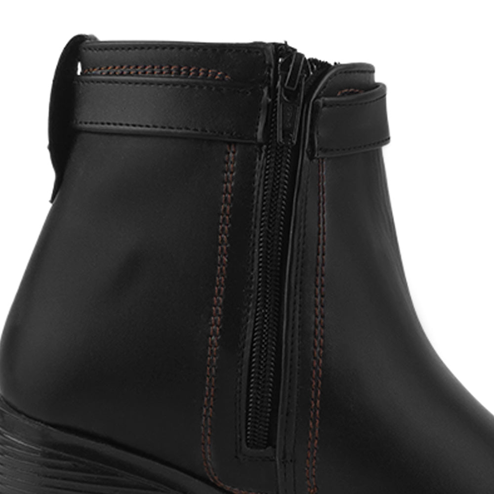 Bota Negro Dama Hebilla Adorno Moda Elastico Puntal Tacon Ancho 3270313