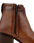 Bota Cafe Dama Hebilla Adorno Moda Elastico Puntal Tacon Ancho 3270314