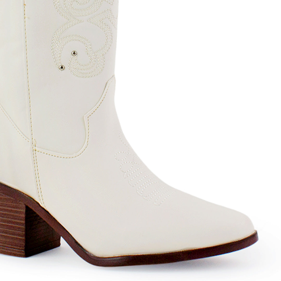 Bota Beige Alta Detalle Costura Suela Contrastante Mujer 3270321