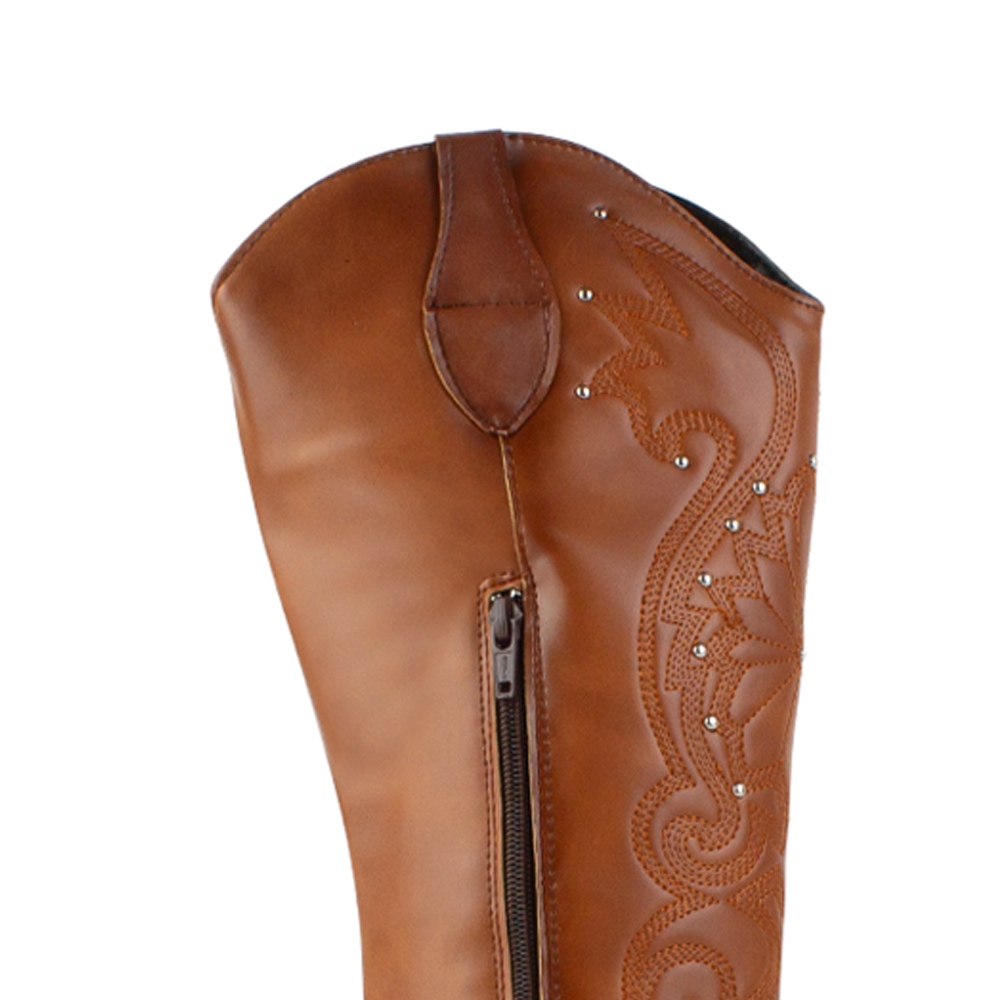 Bota Cafe Alta Detalle Costura Suela Contrastante Mujer 3270322