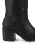 Bota Negro Alta Detalle Costura Suela Contrastante Mujer 3270323