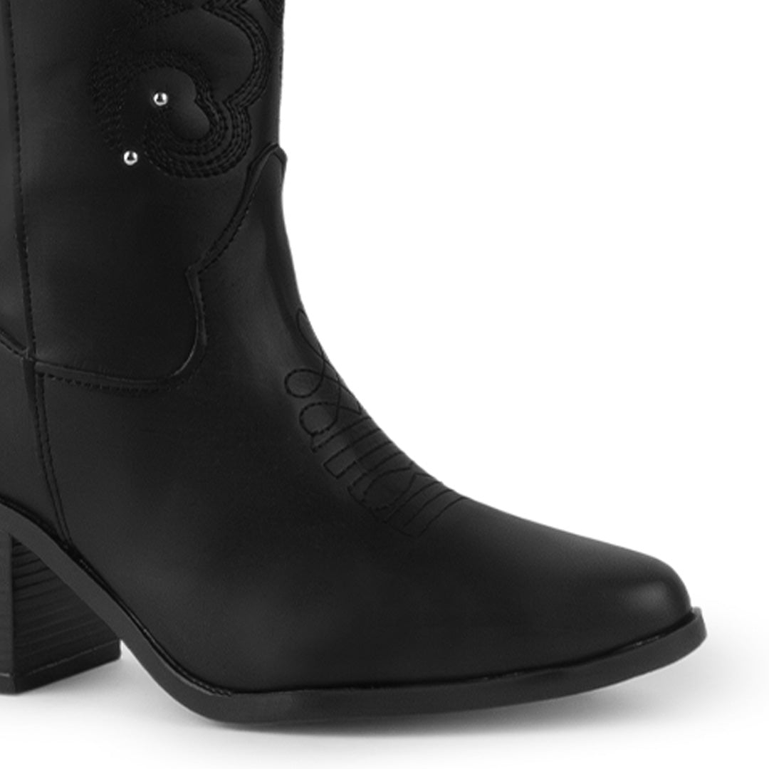 Bota Negro Alta Detalle Costura Suela Contrastante Mujer 3270323