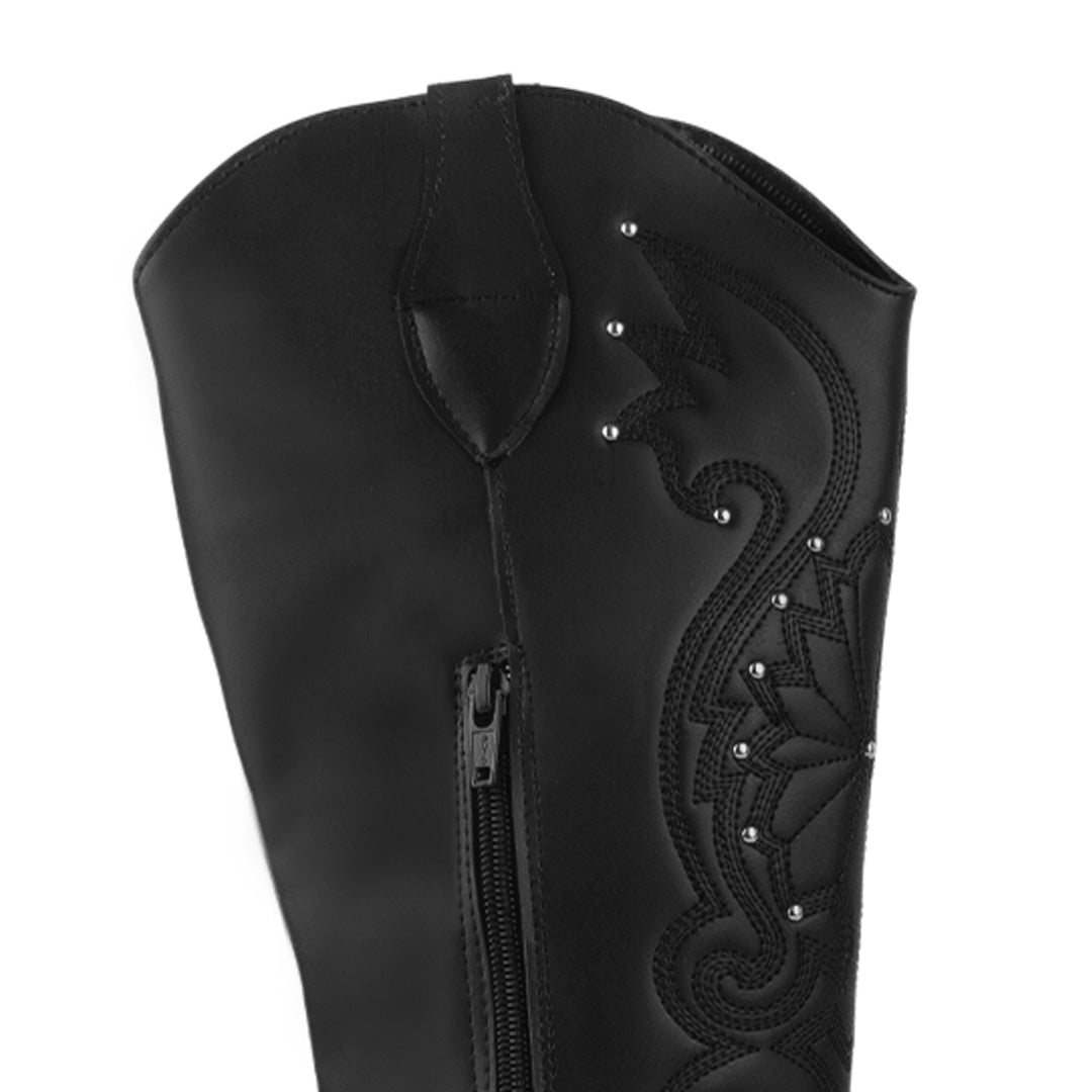 Bota Negro Alta Detalle Costura Suela Contrastante Mujer 3270323