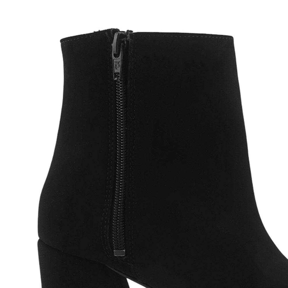 Botin Negro Tacon Grueso Punta Redonda Moda Invierno 4220029