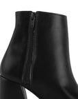 Botin Negro Tacon Grueso Punta Redonda Moda Invierno 4220037