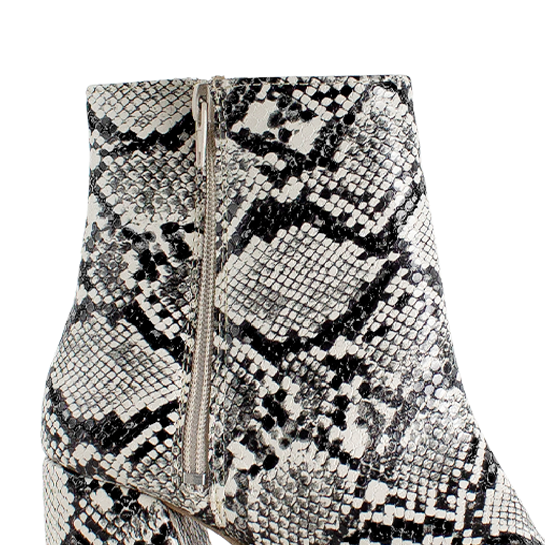 Botin Beige Negro Tacon Grueso Punta Redonda Moda Invierno 4220040