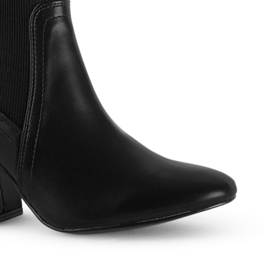 Botín Negro Dama Versátil Tacón Grueso Casual Elástico Moda 4220042