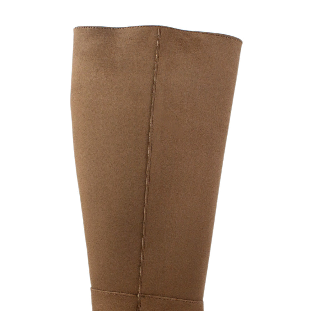 Bota Cafe Alta Tacon Grueso Punta Redondeada Diseño Liso 4220047