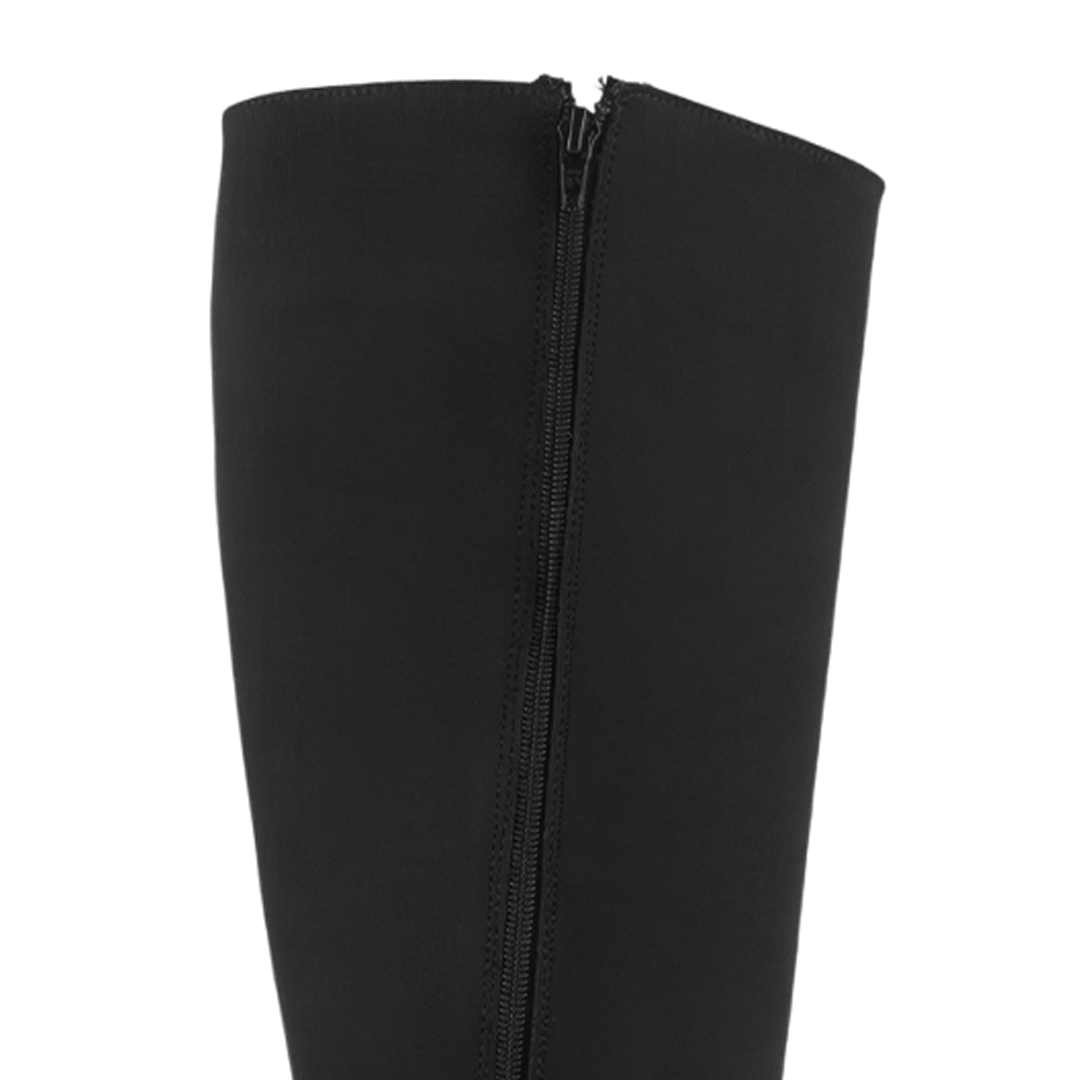 Bota Negro Alta Tacon Grueso Punta Redondeada Diseño Liso 4220049