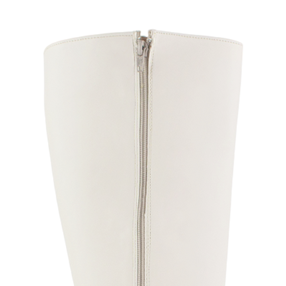 Bota Beige Alta Tacon Grueso Punta Redondeada Diseño Liso 4220050