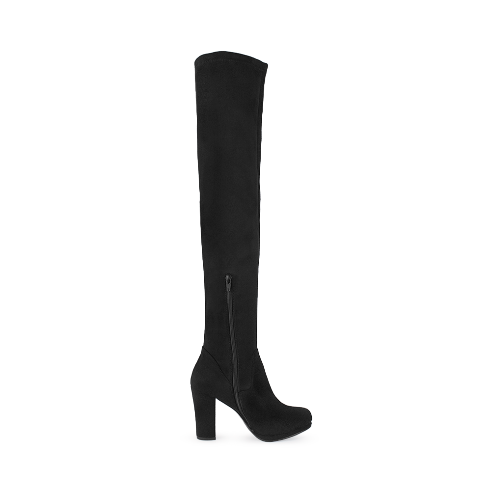 Bota Negro Larga Strech Mujer Casual Tacon Alto Moda Para Dama 4040600