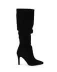 Bota Negro Alta Mujer Elegante Tacon Delgado Moda Plisada Puntal 4040700