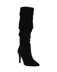 Bota Negro Alta Mujer Elegante Tacon Delgado Moda Plisada Puntal 4040700