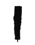 Bota Negro Alta Mujer Elegante Tacon Delgado Moda Plisada Puntal 4040700