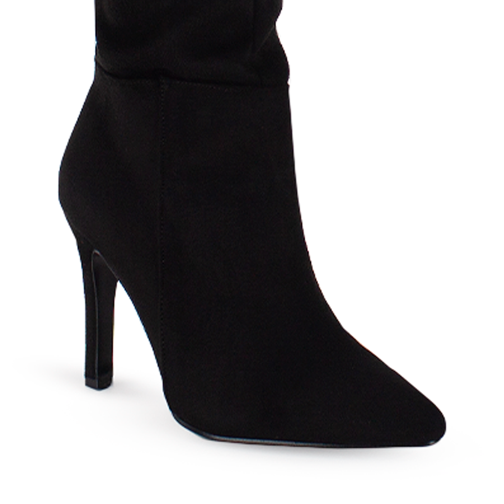 Bota Negro Alta Mujer Elegante Tacon Delgado Moda Plisada Puntal 4040700