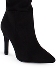 Bota Negro Alta Mujer Elegante Tacon Delgado Moda Plisada Puntal 4040700