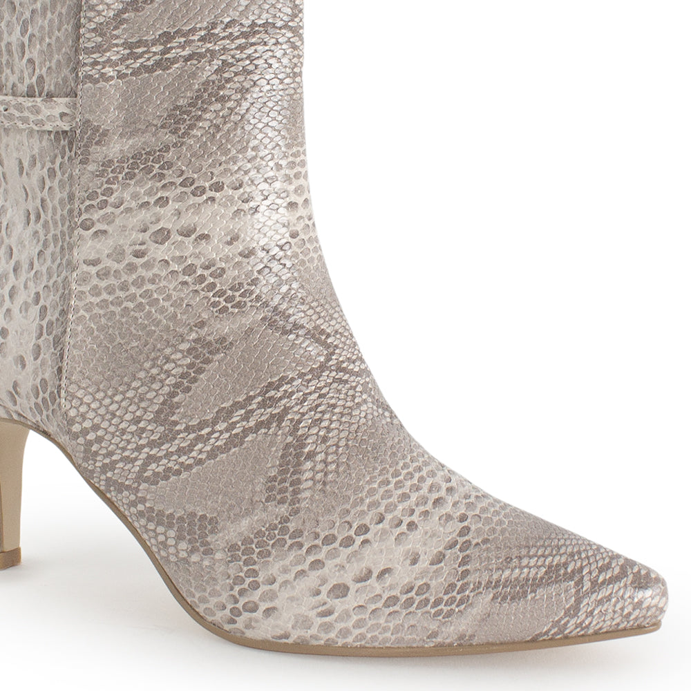 Botín Beige Mujer Tacón Grueso Elástico Versátil Casual 4040783