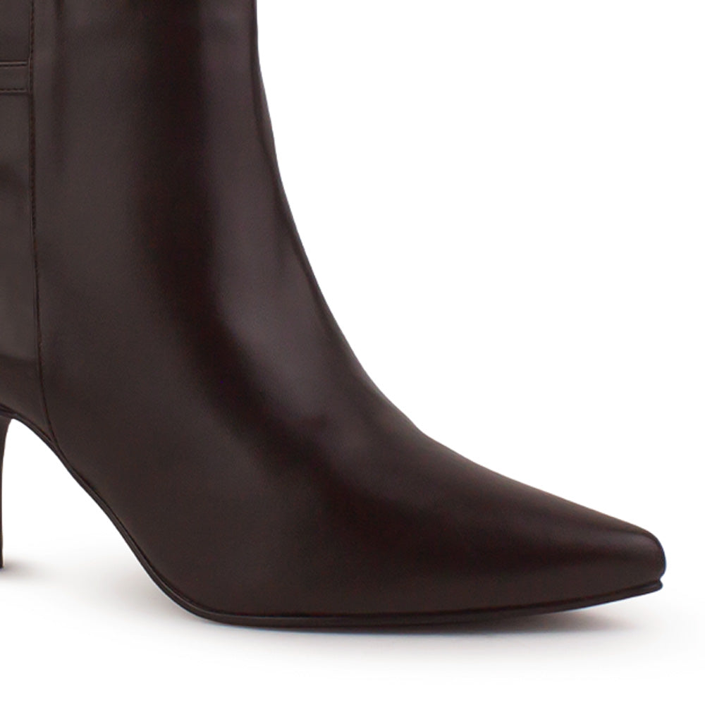 Botín Cafe Mujer Tacón Delgado Hebilla Elegante Moda 4040788