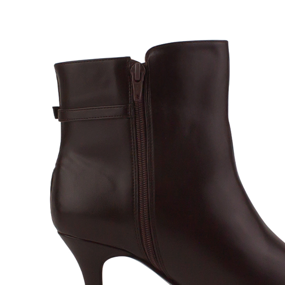 Botín Cafe Mujer Tacón Delgado Hebilla Elegante Moda 4040788