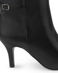 Botín Negro Mujer Tacón Delgado Hebilla Elegante Moda 4040789