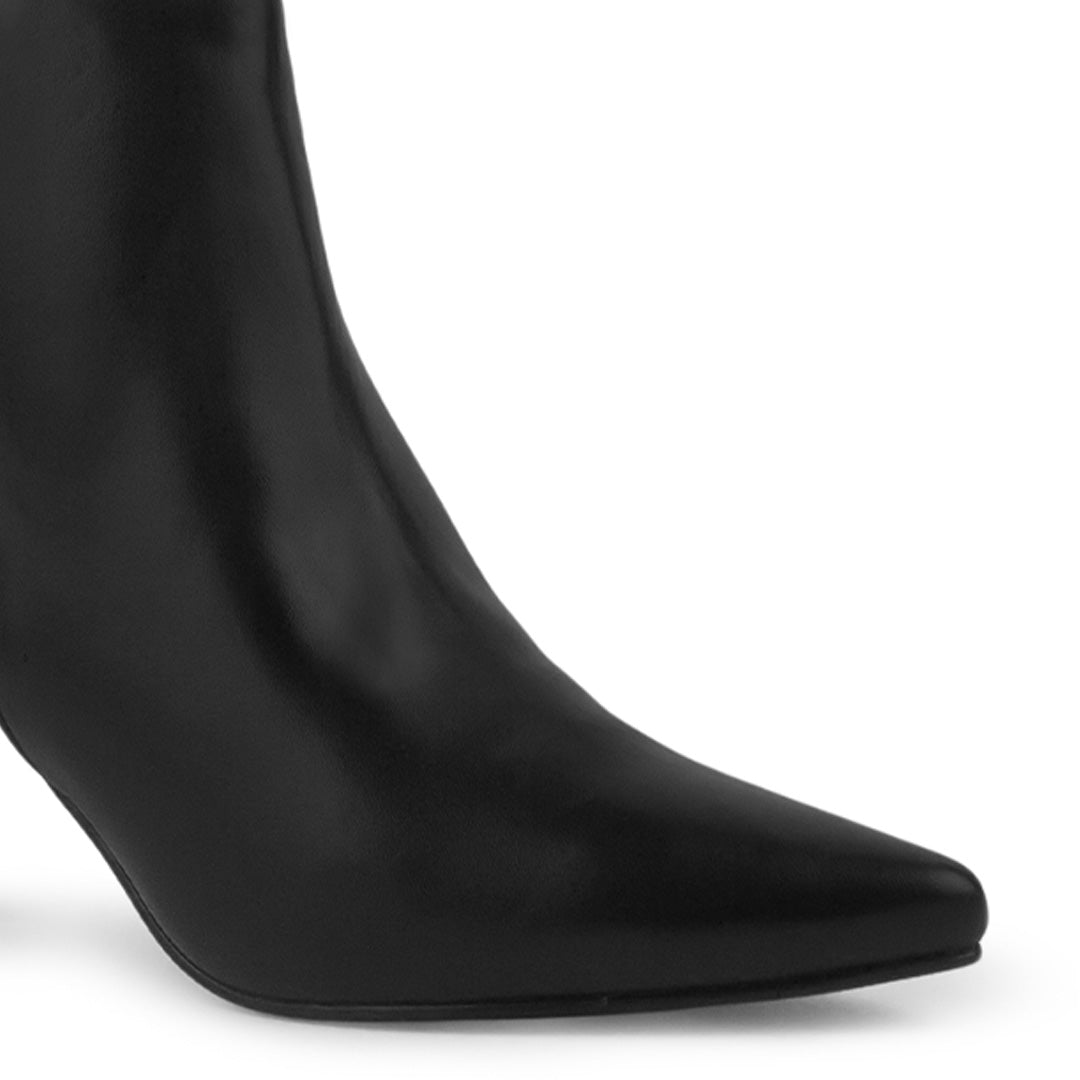 Botín Negro Mujer Tacón Delgado Hebilla Elegante Moda 4040789