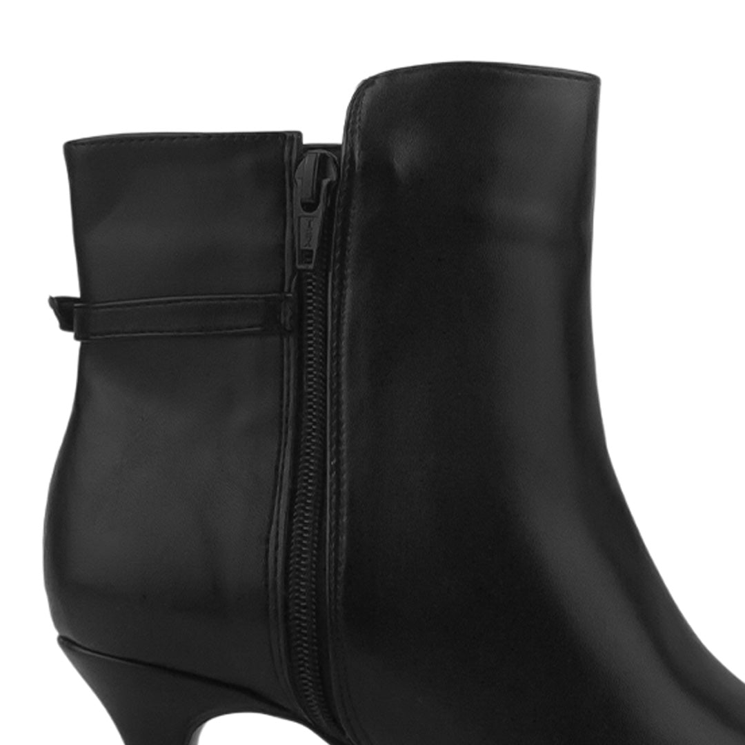 Botín Negro Mujer Tacón Delgado Hebilla Elegante Moda 4040789