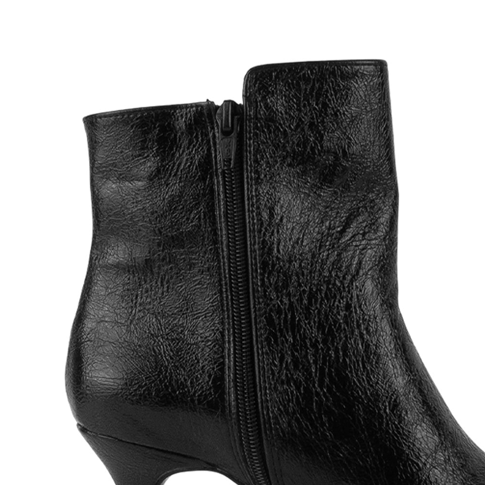 Bota Negro Corta Tacon Delgado Puntal Elegante Botin Moda 4040806