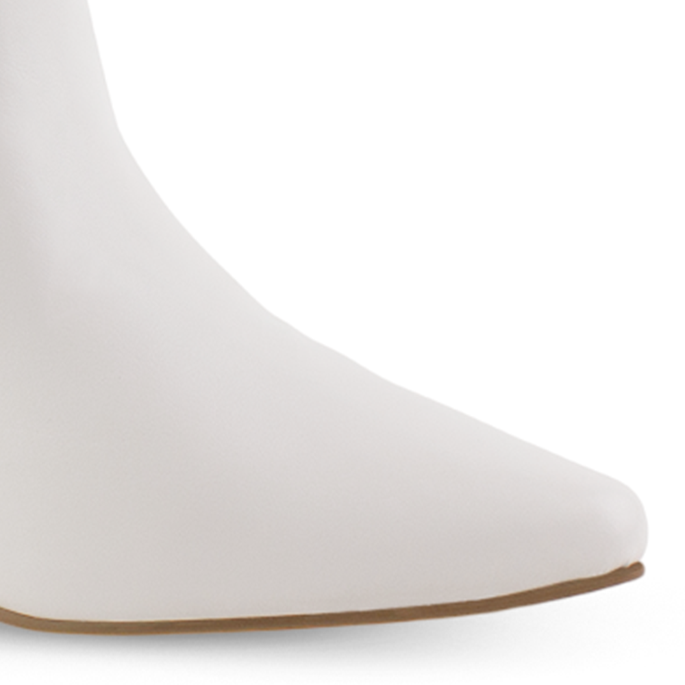 Bota Beige Corta Tacon Delgado Puntal Elegante Botin Moda 4040809