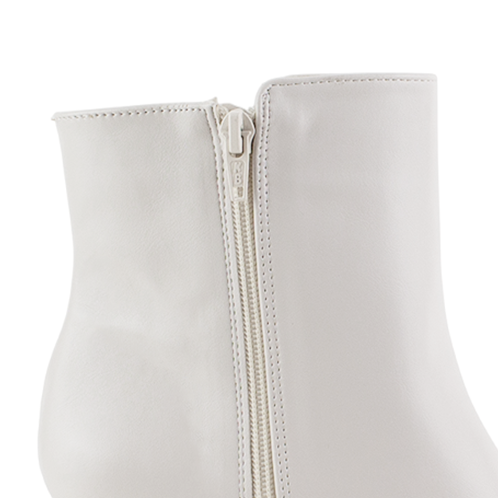 Bota Beige Corta Tacon Delgado Puntal Elegante Botin Moda 4040809