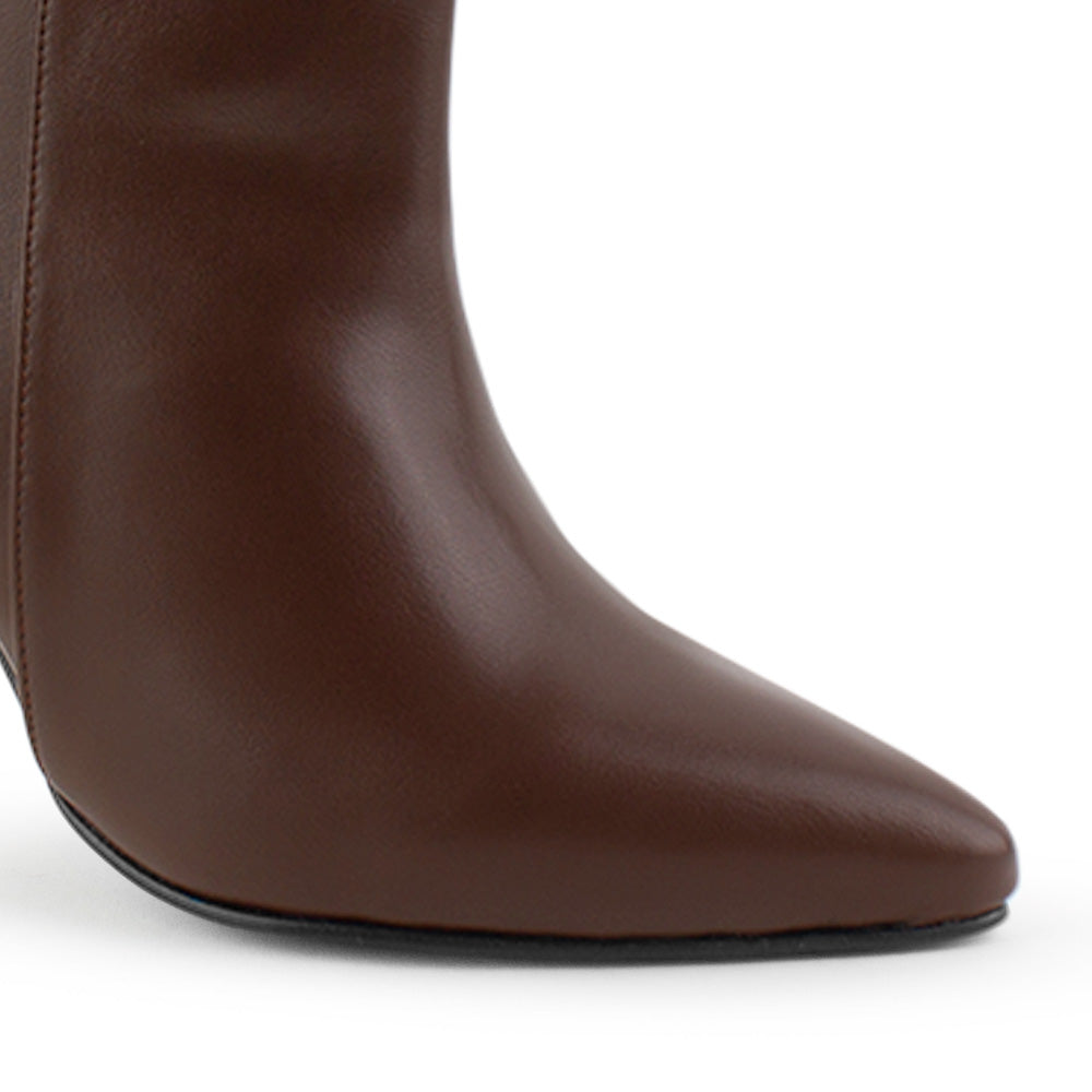 Bota Cafe Mujer Puntal Tacon Delgado Botin Formal Dama Casual 4040810