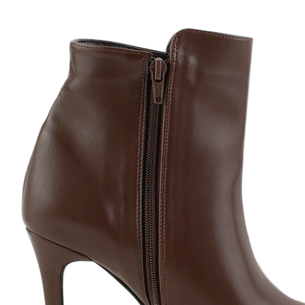 Bota Cafe Mujer Puntal Tacon Delgado Botin Formal Dama Casual 4040810