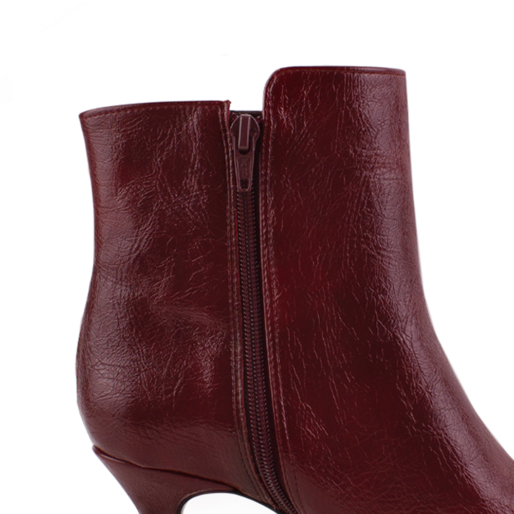 Bota Vino Corta Tacon Delgado Puntal Elegante Botin Moda 4040811