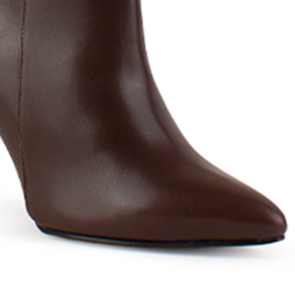 Bota Cafe Alta Tacon Delgado Mujer Casual Moda 4040817