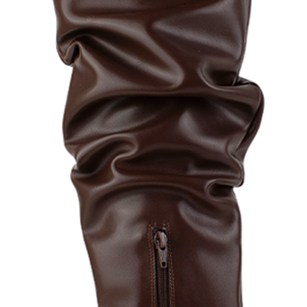 Bota Cafe Alta Tacon Delgado Mujer Casual Moda 4040817