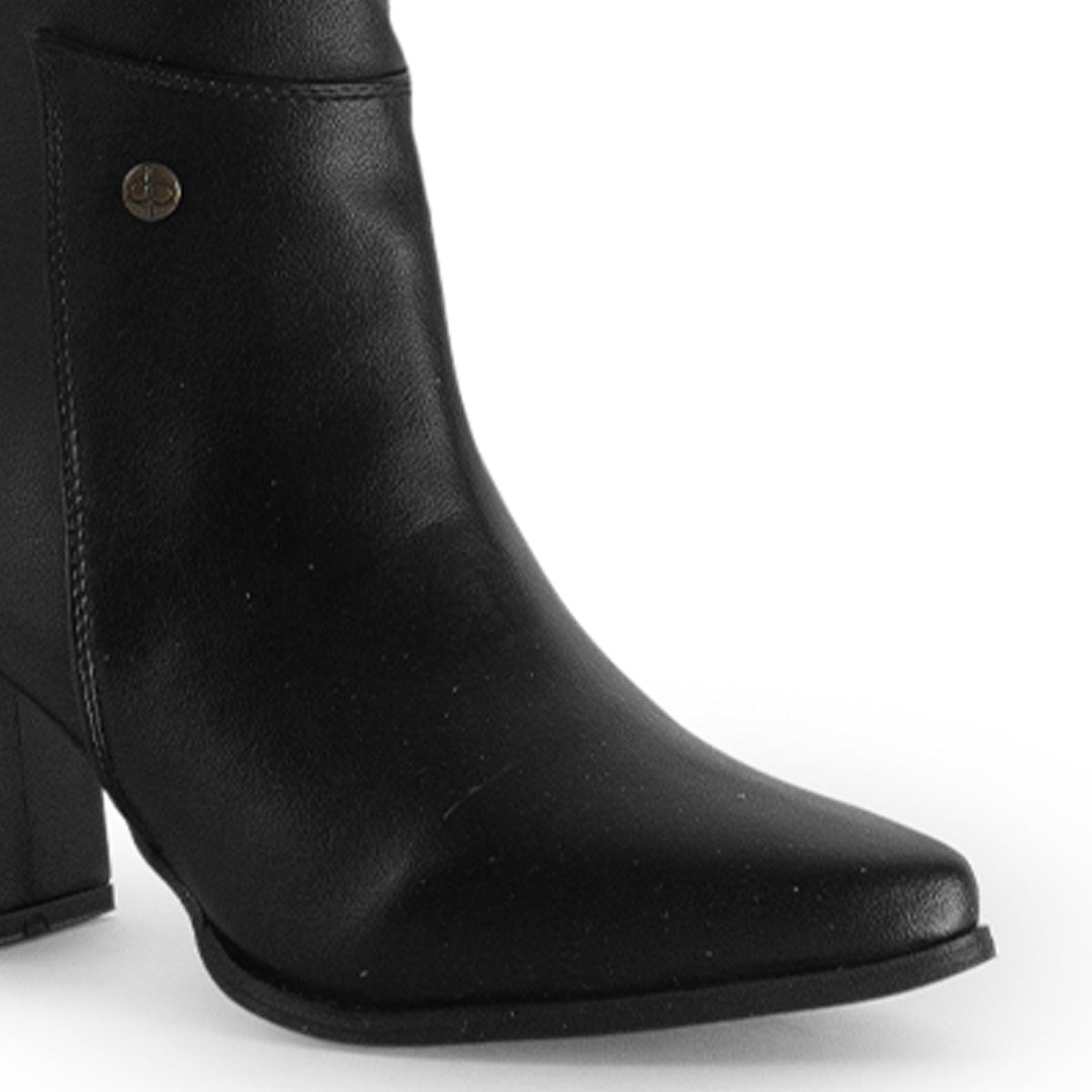 Botas Negro Mujer Alta Estilo Lisa Tacón Grueso Moda Casual 4760100
