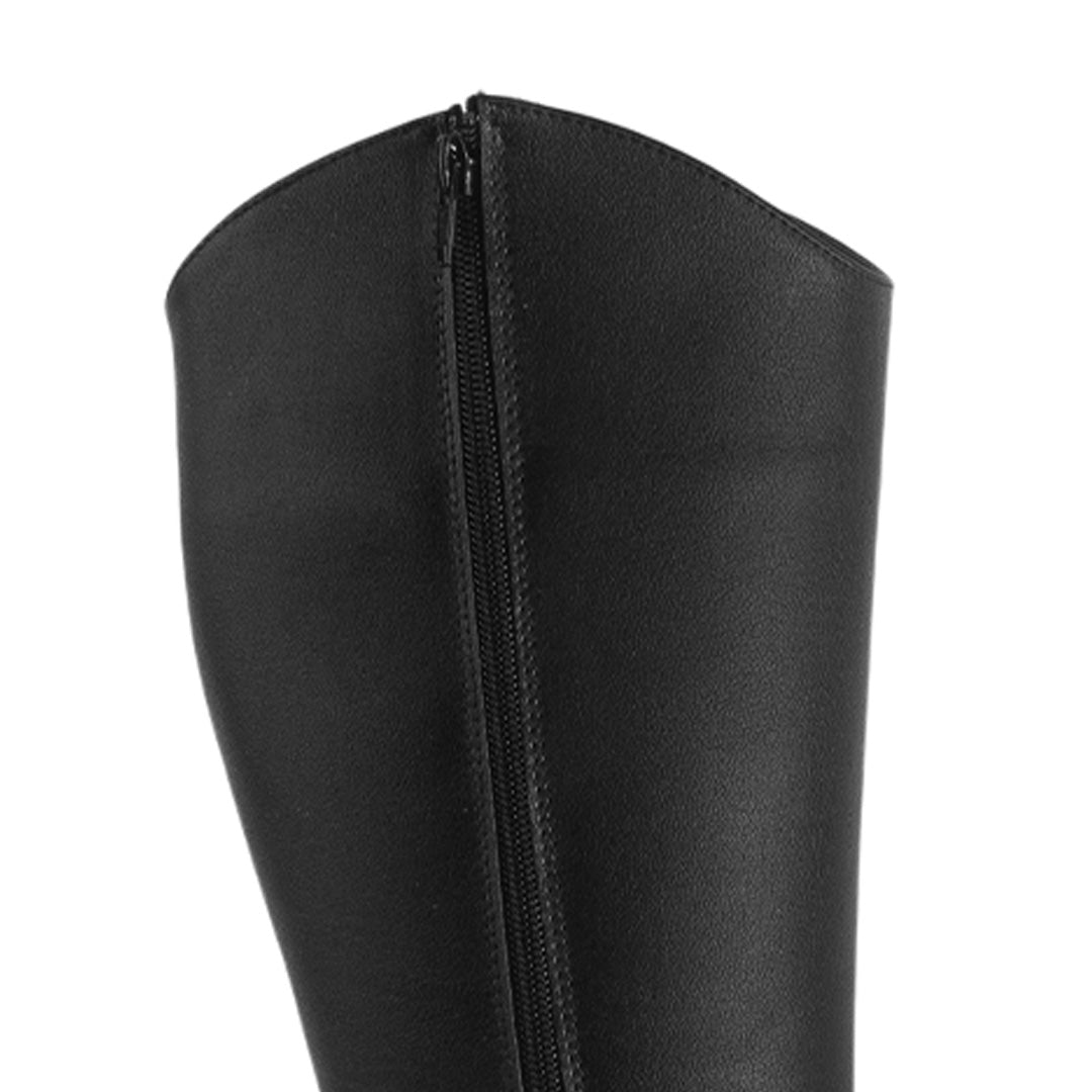 Botas Negro Mujer Alta Estilo Lisa Tacón Grueso Moda Casual 4760100