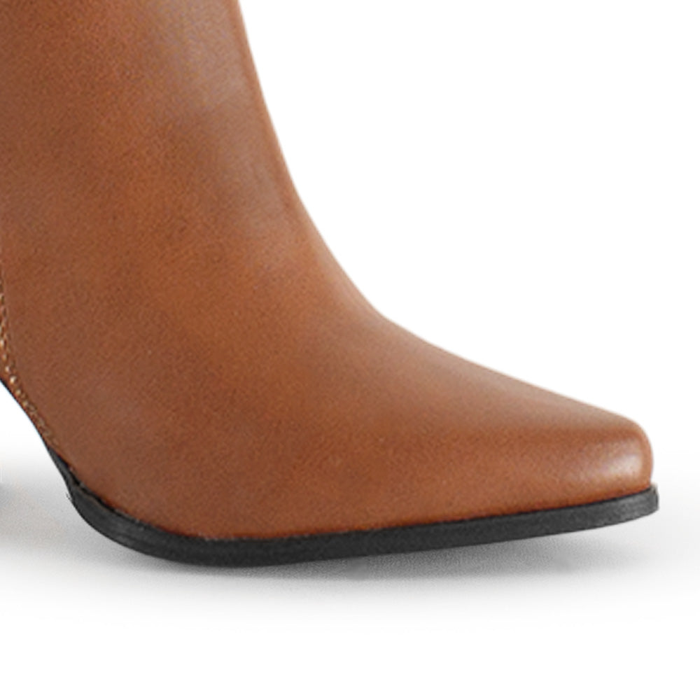 Botas Cafe Mujer Alta Estilo Lisa Tacón Grueso Moda Casual 4760101