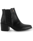 Botín Negro Mujer Estilo Casual Trenzado Tacón Bajo Grueso Moda 4760103