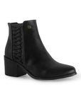 Botín Negro Mujer Estilo Casual Trenzado Tacón Bajo Grueso Moda 4760103
