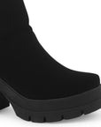 Bota Negro Mujer Tacon Grueso Suela Tratorada Detalle Cadenas 4760087