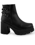 Bota Negro Mujer Tacon Grueso Suela Tratorada Detalle Cadenas 4760088